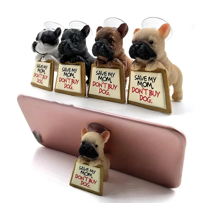 Figurine de bouledogue français, chiot, support de téléphone, modèle animal, décoration d'intérieur, miniatures, décoration de jardin féerique, accessoires de bricolage modernes