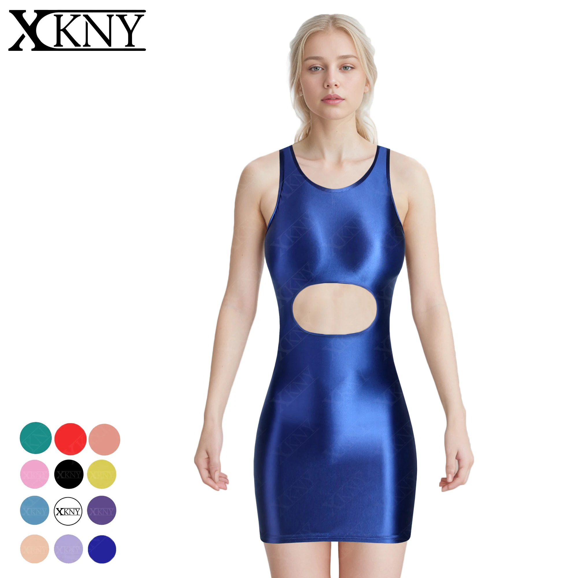 XCKNY satin Glossy dress Hip Wrap Dress hollow out one-step skirt silk slip tight skirt tank top skirt long skirt