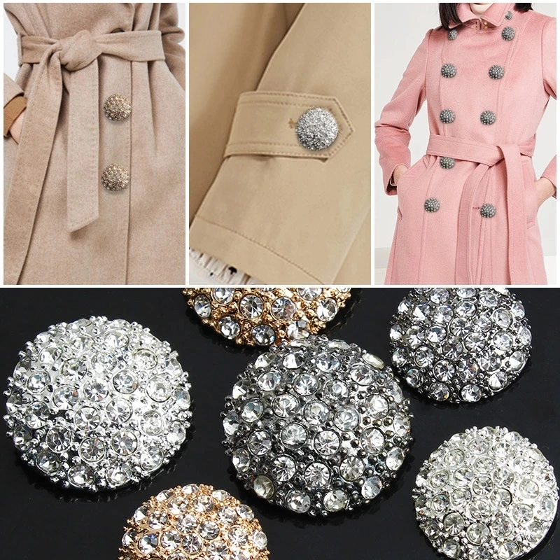 Alloy Shiny Rhinestone Crystal Clothing Buttons DIY Needlework Handmade Accessories Metal Sewing Button Shirt Holiday Decoration