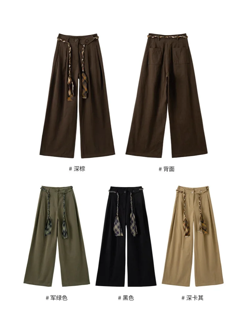 

Широкие брюки с кисточками и эластичной резинкой на талии, прямые женские летние ультратонкие удобные модные городские светские брюки против морщин для девочек Flowy OL