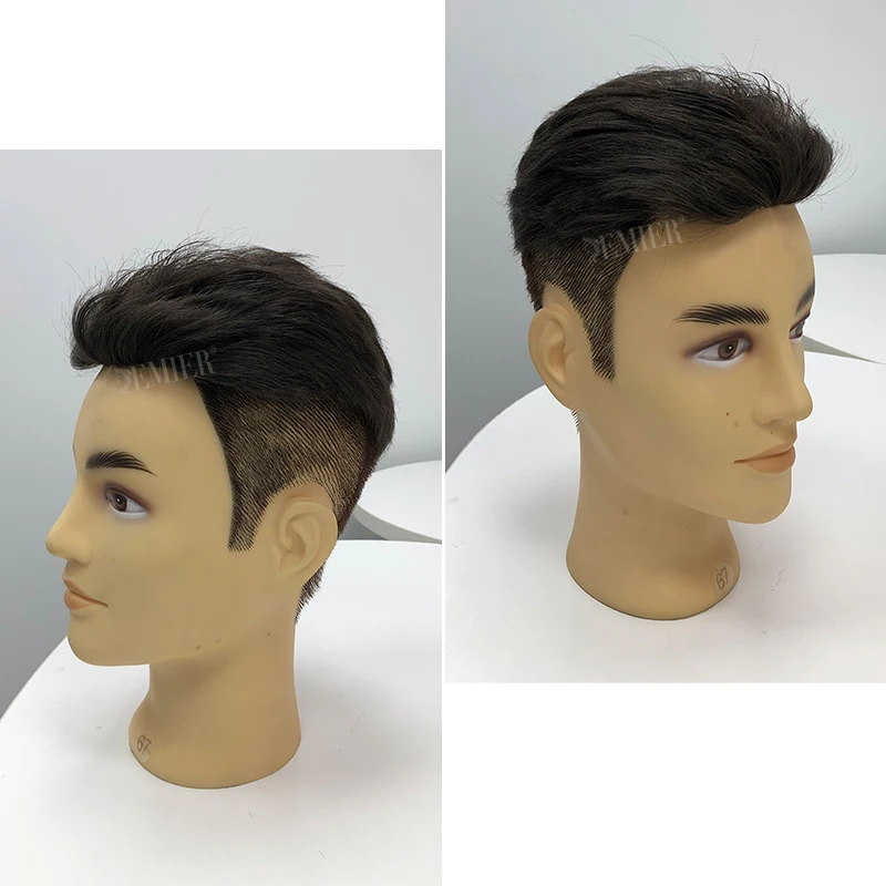 Injected Human Hair Toupee For Men Pre Styled Male Hair Prosthesis Full Skin Toupee 100% Human Hair Men's Capillary Prosthesis