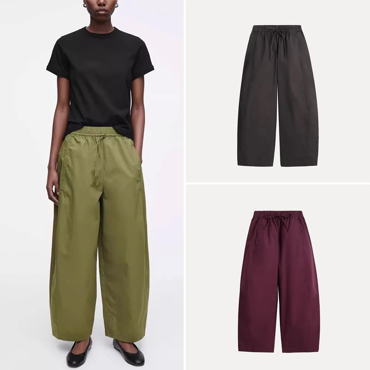 

Женские брюки Ele Simple 2025: Новинка зимы, повседневные брюки с эластичным поясом, прямой крой