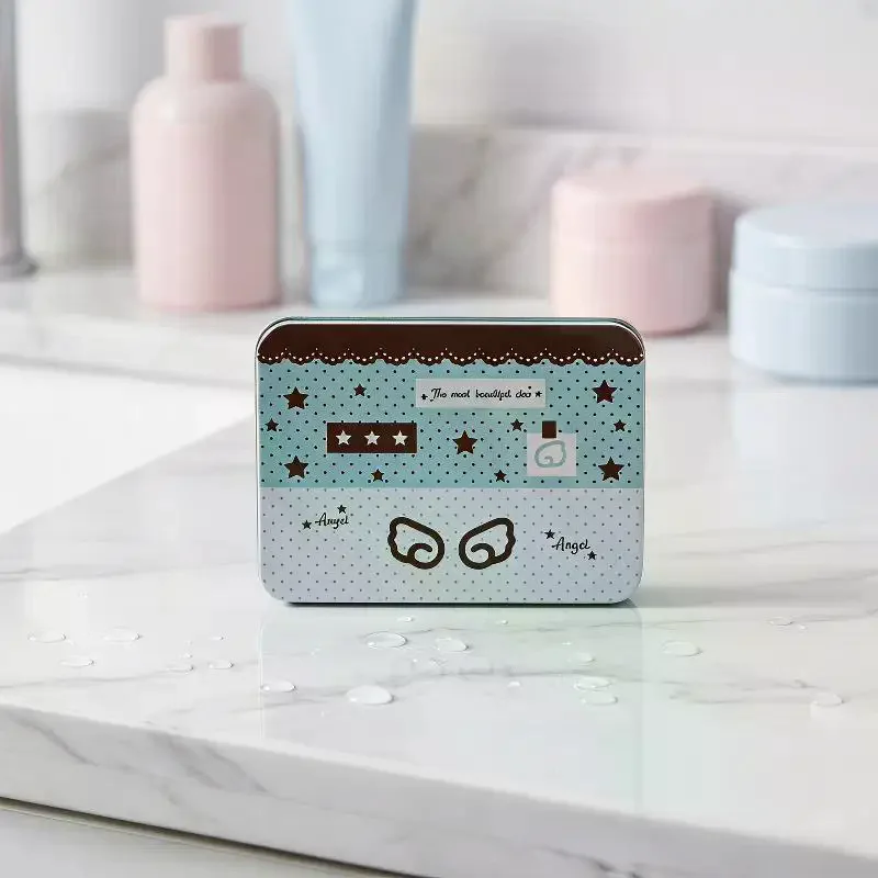 1/2Pcs Korean-style Star Angel Flip-top Small Iron Box, Portable Waterproof Card Sticker Storage Box With High Aesthetic Appeal