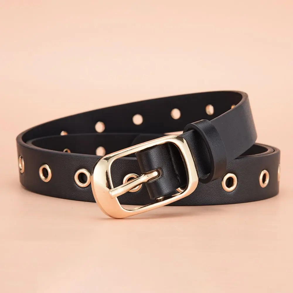 1pc Neue frauen Gürtel Mode Metall Öse Gürtel Kein Stanzen Hohl PU Leder Gürtel Gepaart mit Jeans Gürtel für Männer und Frauen – Detail 4