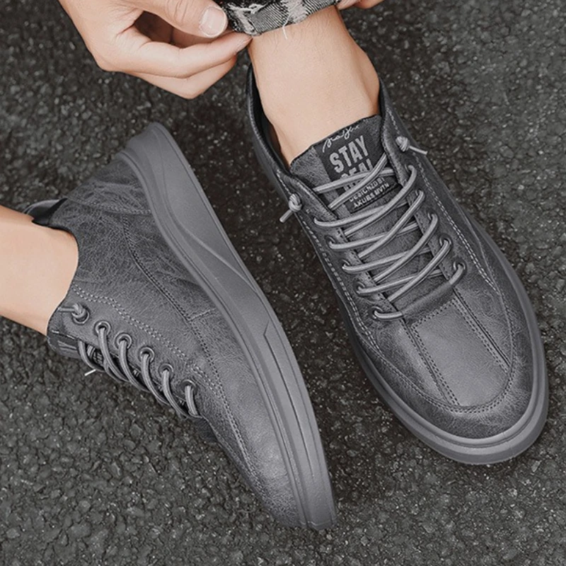 Men's Sneaker Man Casual Leather Shoes Male Sports Comfortable Flat Shoes High End Fashion Lace Up Shoes for Men Tenis Masculino
