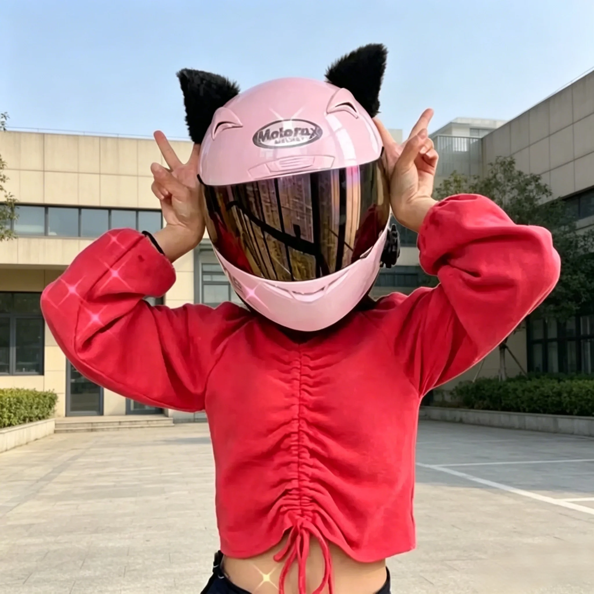 Motorcycle Helmet Cat Ears Decoration Cute Plush Stickers Motocross Helmet Full Face Off Road Helmet Decor Cosplay Styling