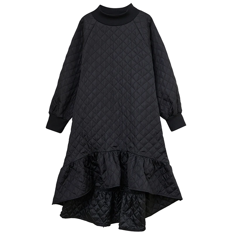 Long Sve Women's Dr Autumn Winter Loose Slimming Fi Tail Cotton Clothes Korean Sle F High Collar Thiened 2025