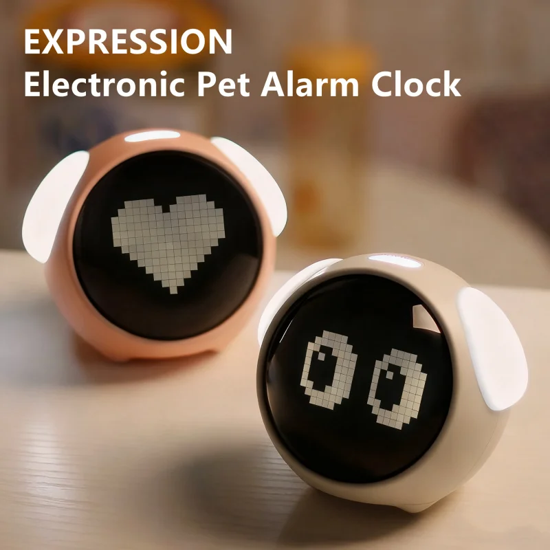 Child Alarm Clock Digital Emotion Table Clock Voice Controlled Light With Cute Expression Cartoon Alarm For Kids