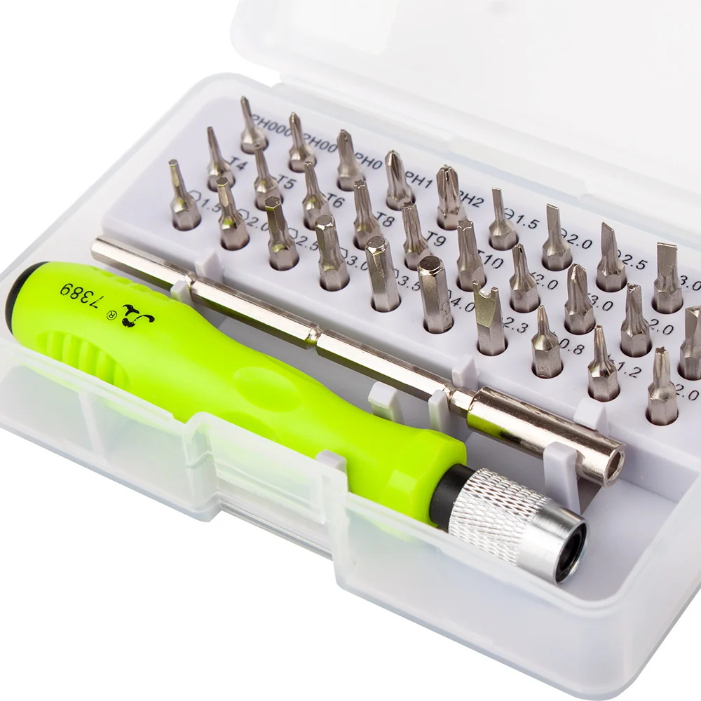 Set di strumenti di riparazione di precisione 32 1 cacciavite 2 pinzette in acciaio inossidabile con kit di utensili manuali a gomito dritto nell'imballaggio in borsa