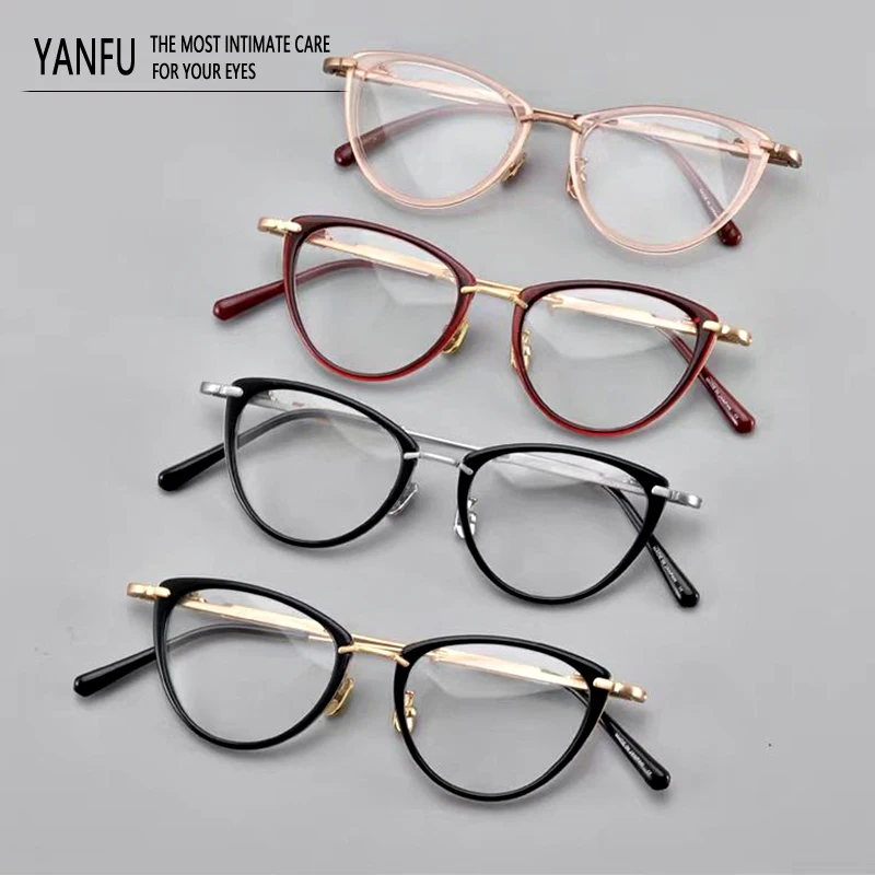 

Titanium Cat Eye Ultra Light Classic Vintage Black Glasses Frames Fashion Optical Eyewear Reading for Women Men MYBC Eyeglasses