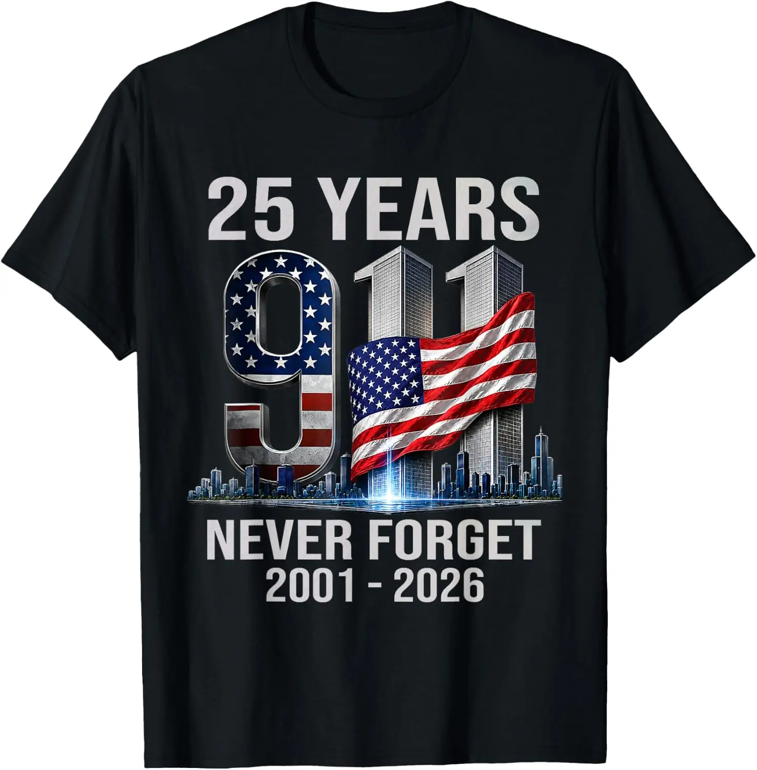 Remember Honor Unite 25Th Anniversary 9 11 T-Shirt Versatile, heavyweight pure cotton short-sleeve tee—trendy, thick fabric; a great gift for Christmas or Halloween.