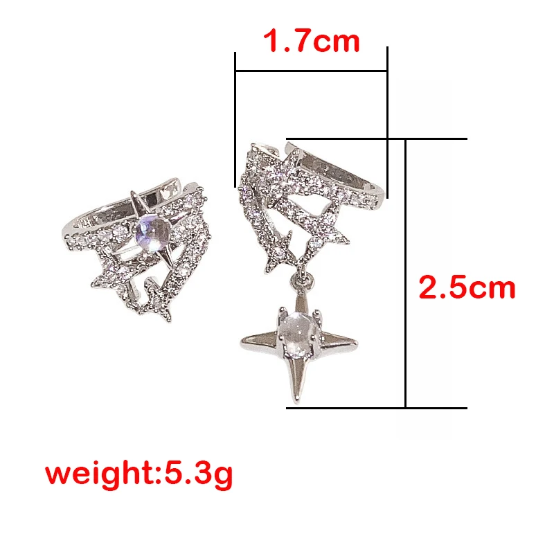 No Piercing Ear Clip Earrings For Women Asymmetry Zircon Cross Star Fake Cartilage Ear Cuff Y2k Accessories Jewelry Gifts EF185 image 6