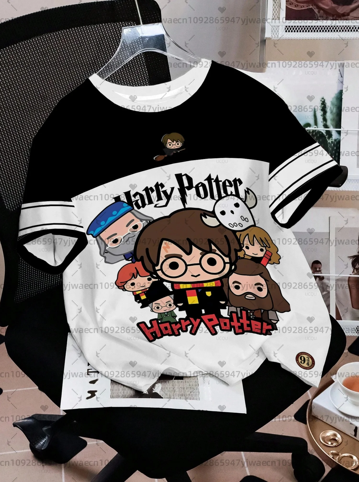 

HARRY POTTER Cartoon Design Pattern Printed Loose Short Sleeve T-shirts Children's Summer Casual Sports Fashion Round Neck Tops