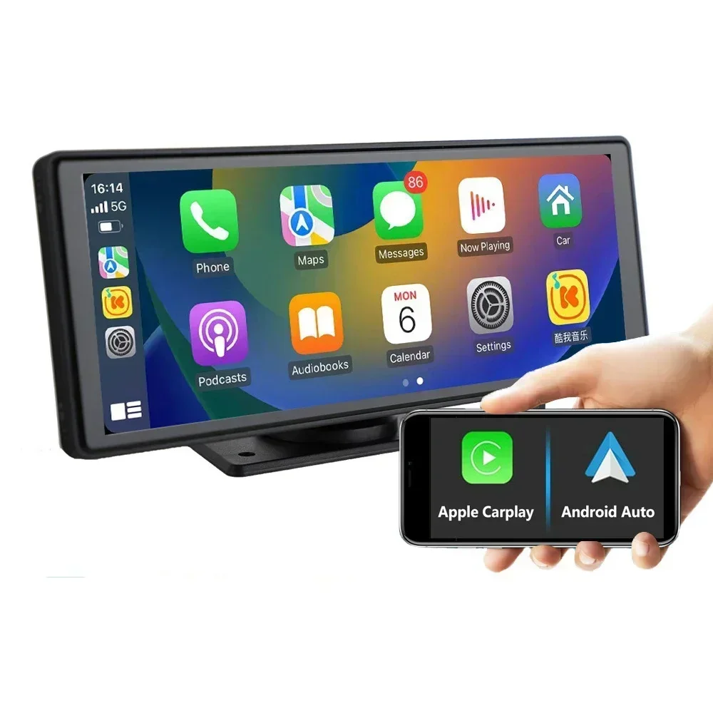 

NewNew in stock 10inch HD Portable Carplay Screen Smart Wireless Car Screen With Dash Camera Loop Recording DVR Car Monito