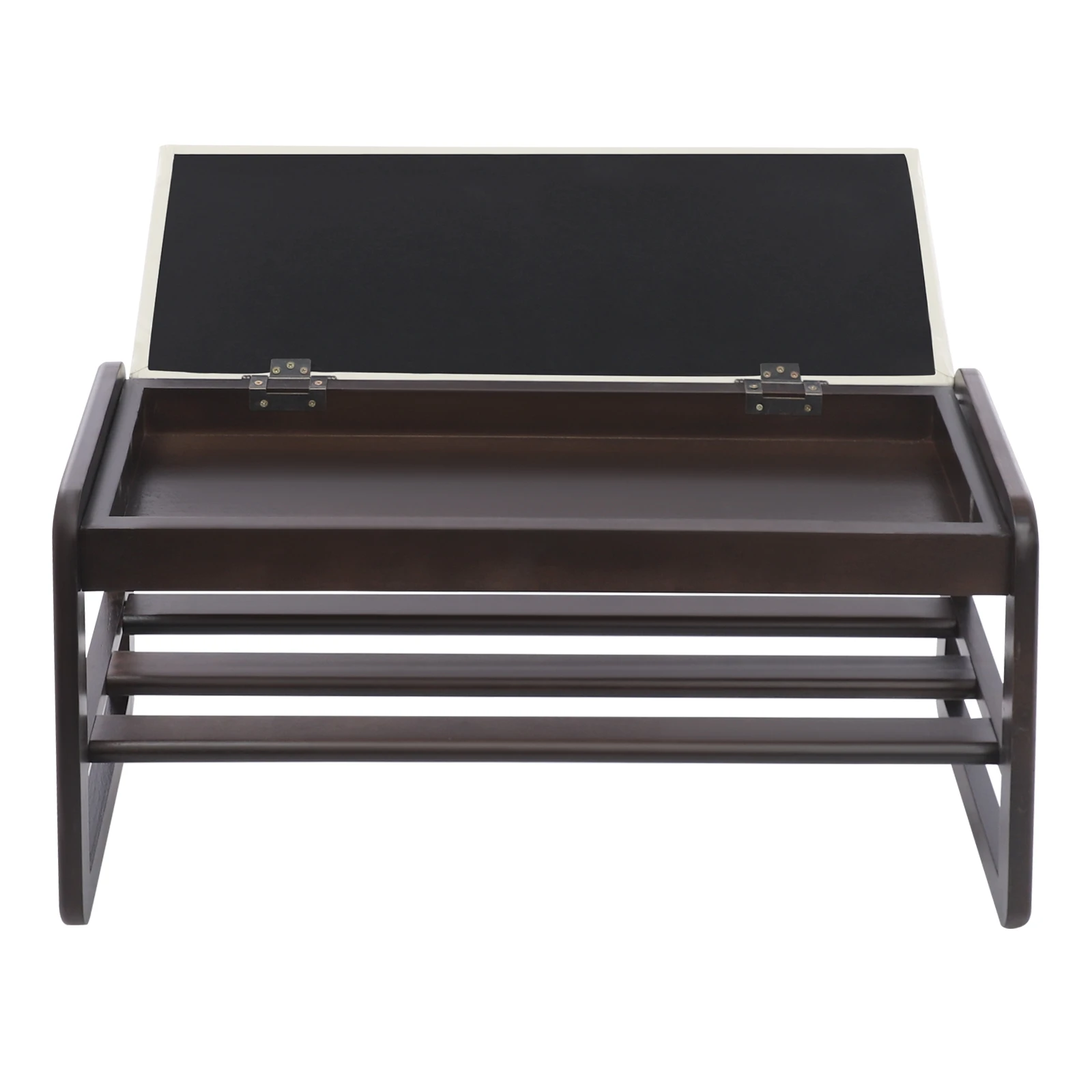 Modern Rubber Wood Shoe Storage Bench with Hidden Compartment, High-Elastic Sponge Cushion, A-Shaped Stable Legs Ventilated Shoe Rack for Entryway Bedroom Home Decor