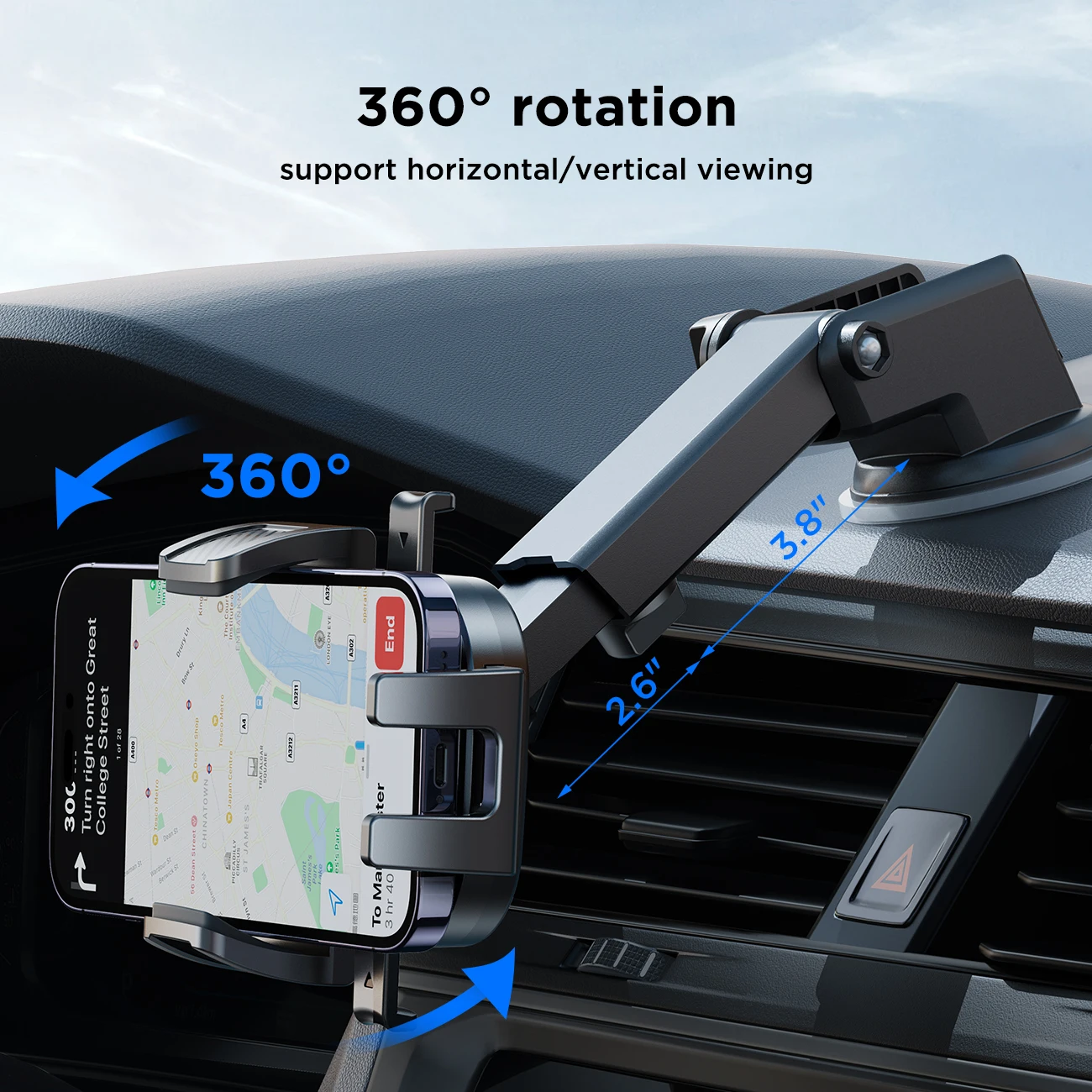 Joyroom-Universal Car Mount Phone Holder com Ventosa, Base de Painel, iPhone, Samsung, Google, Huawei