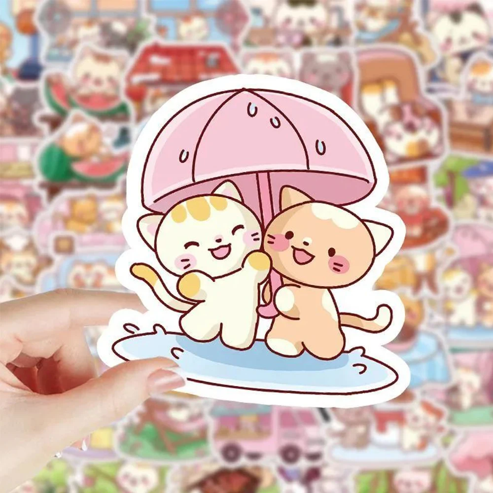 

10/30/60pcs Kawaii Cat Daily Life Cartoon Stickers for Motorcycle Diary Luggage Guitar Waterproof Cute Graffiti Sticker for Gift