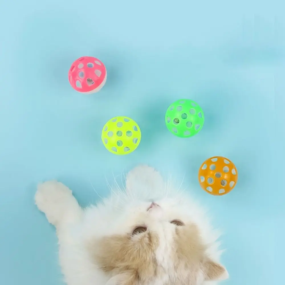 5pcs New Sounding Cat Toy Ball With Bell Plastic Teasing Dog Ball Multicolor Boredom Relief Artifact Kitten Training Toy