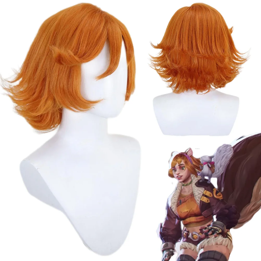 

Fancy Dress Doreen Green Wigs For Women Orange Shaggy Cut Hair Game Rival Cosplay Costume Accessories Adult Woman Fantasia Props