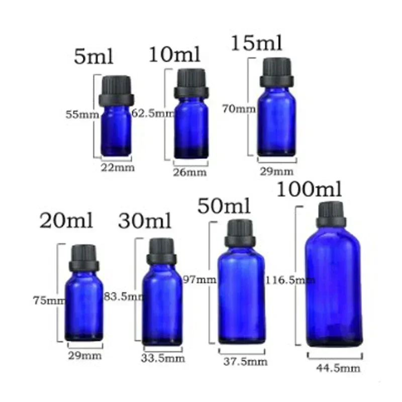 12 garrafas vazias do conta-gotas de vidro dos pces 5ml-100ml com pontas do redutor do orifício recipientes portáteis vazios do óleo essencial para a loção do perfume