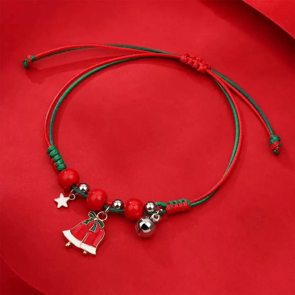 Handmade 3Pcs Christmas Bracelet Set Unisex Cute Bell Deer Tree Gloves Santa Claus Braslet Perfect For Yourself Or As A Gift