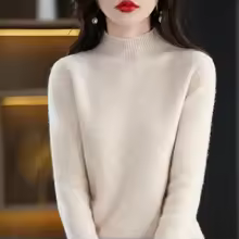 Cozy Long Sleeve Crop Top Solid Half Mock Neck Soft Knitwear - Beige