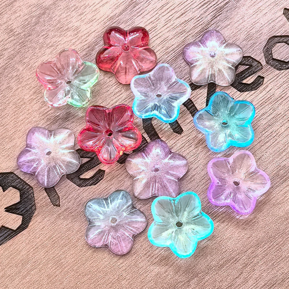 

10pcs Random Mixed Flower Shape 13mm Crystal Glass Loose Beads For Jewelry Making DIY Crafts Findings