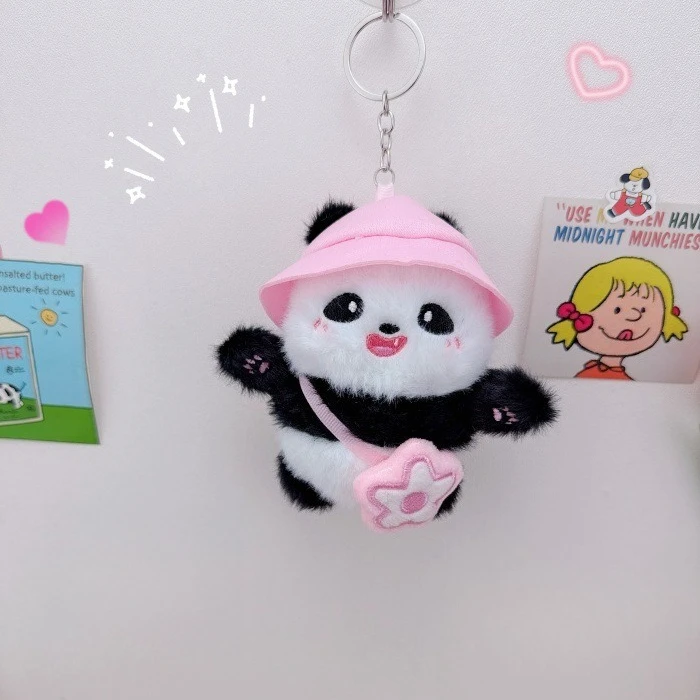 

Cute fruit crossbody bag creative plush doll panda keychain