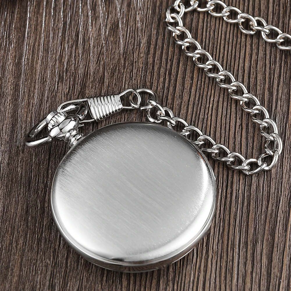 Smooth Mechanical Pocket Watch Mens Womens Necklace Clock Metal Stainless Steel Pocket Watches Pendant and FOB Chain Unisex Gift