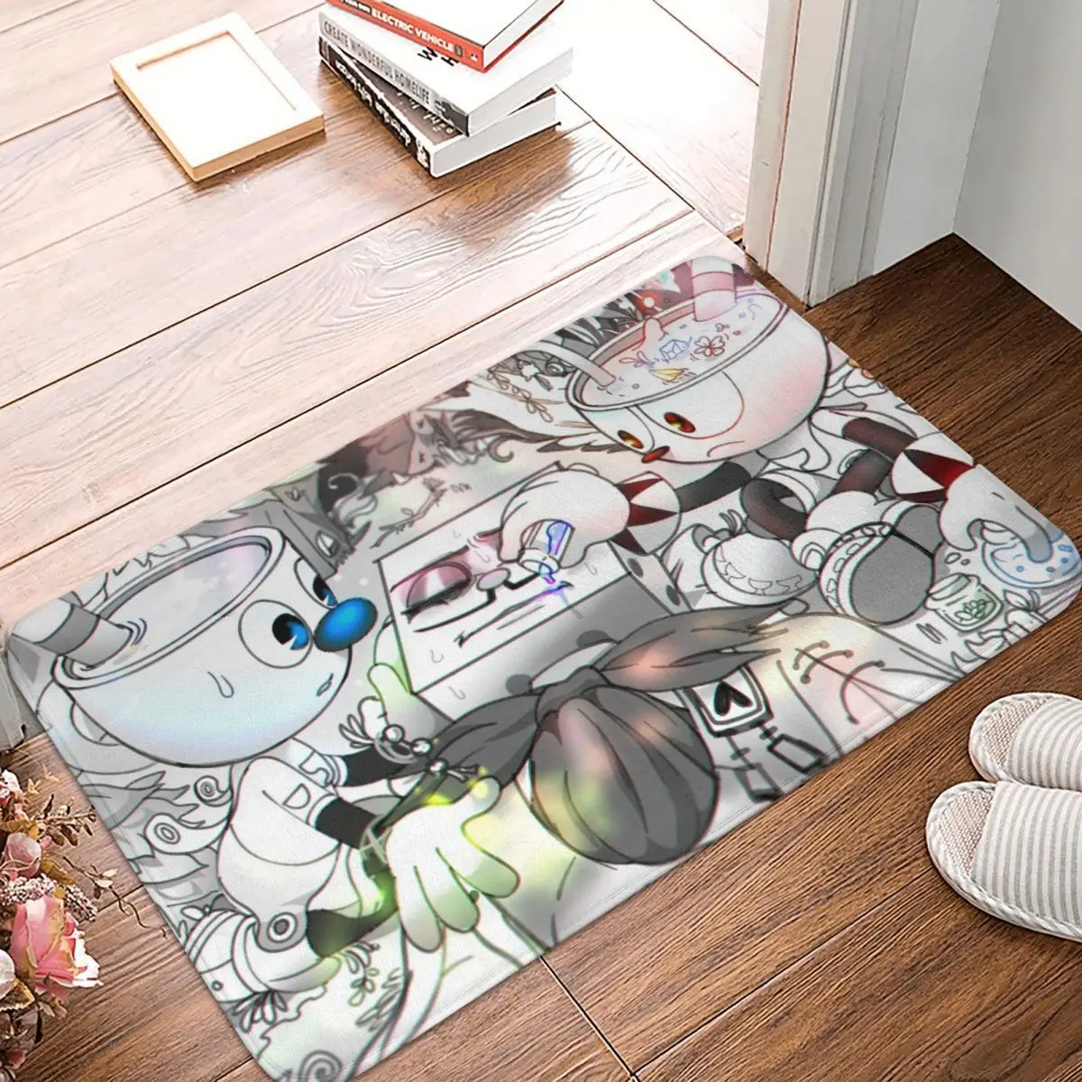 Game Kitchen Non-Slip Carpet Cuphead Ms Chalice Game Bedroom Mat Entrance Door Doormat Home Decor Rug