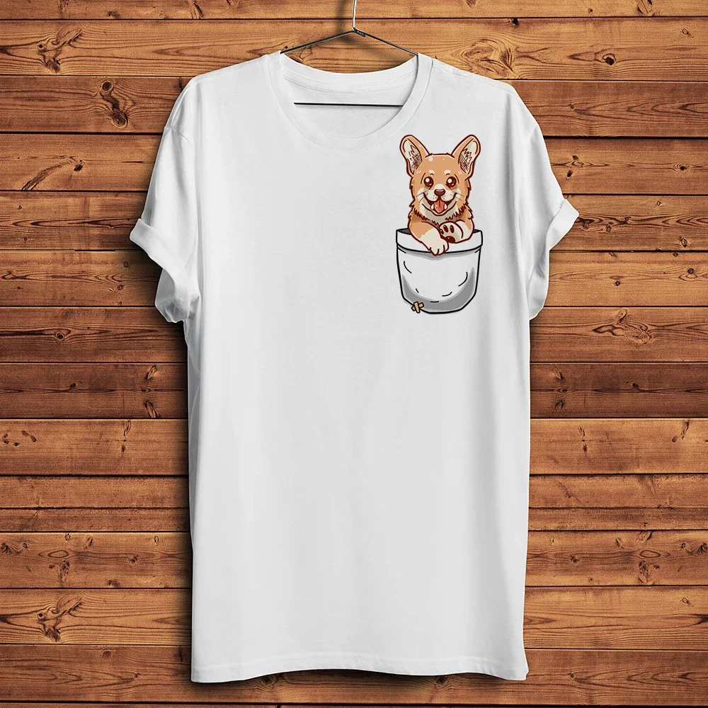 

Funny Corgi Dog Puppy in Pocket Amusing 3d Tshirt Men,Summer New White Casual Short Sleeve Tee,Unisex Cool Streetwear T-Shirt