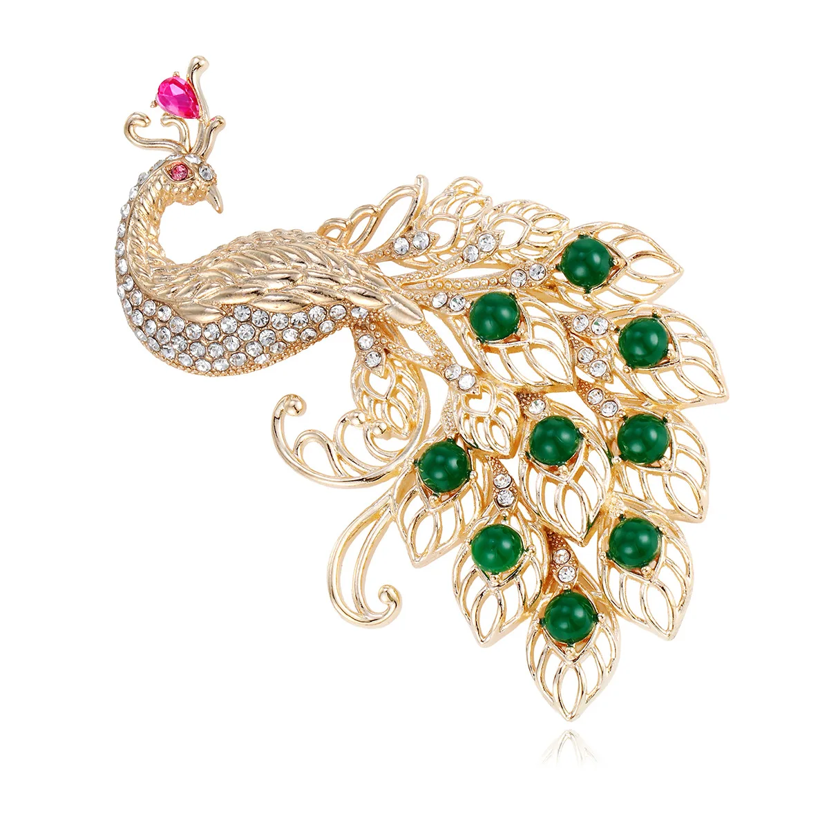 European and American retro atmosphere peacock brooch fashion animal peacock open screen corsage coat sweater women's clothing p