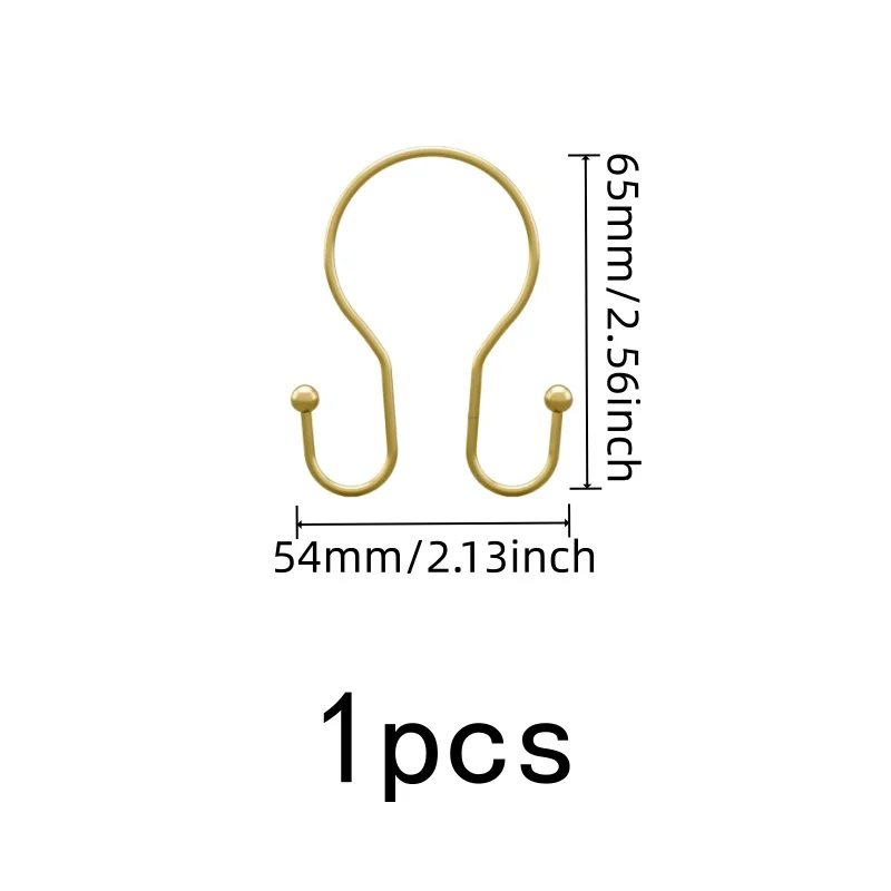 Gold Double Ear Shower Curtain Rings 1 pcs, Smooth Sliding Iron, Easy to Install on Bathroom Shower Rods