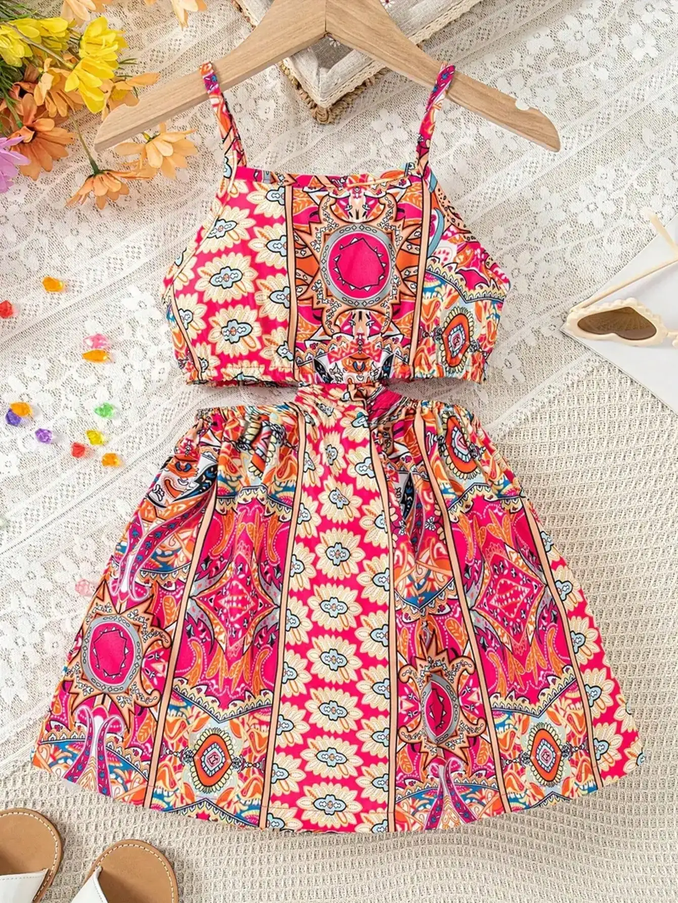HWMFSNHFZ Vitality Printed Girls' Dress - Summer Casual Style, Perfect for Daily Outing