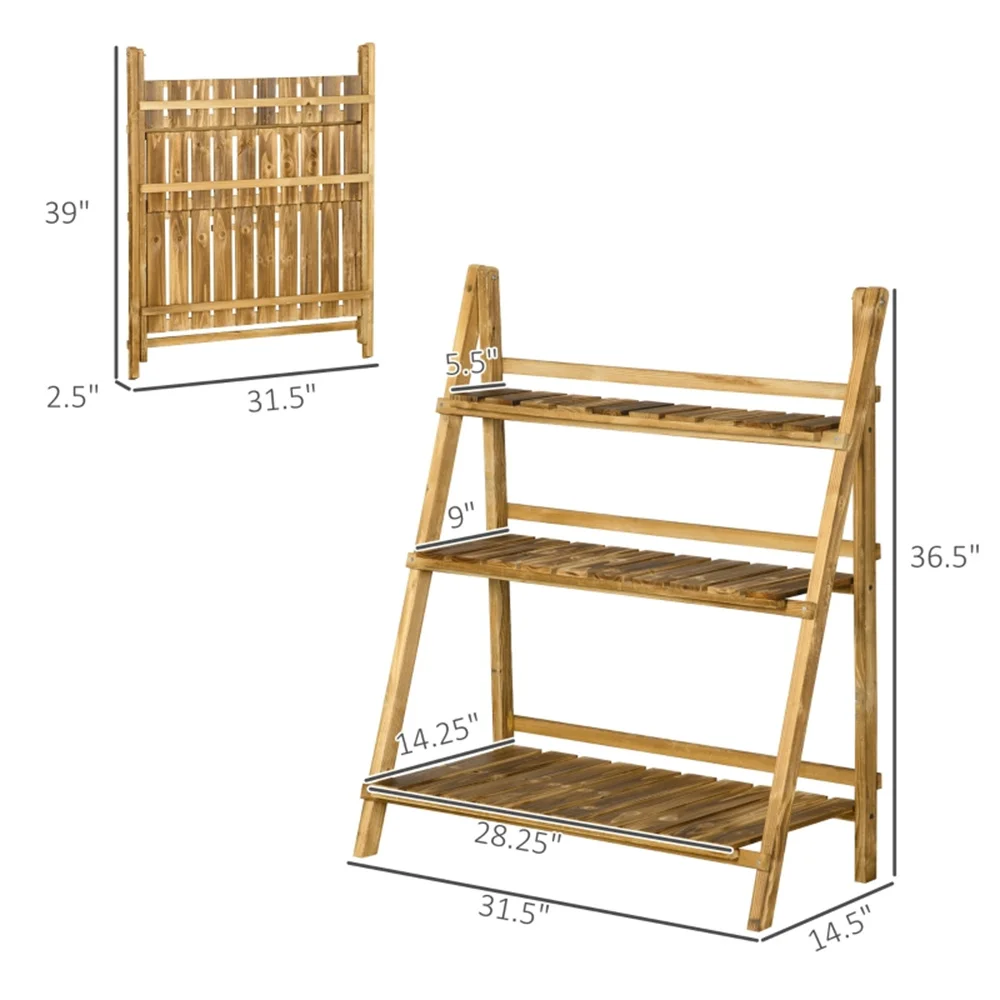 Supporto per fiori pieghevole in legno a 3 livelli