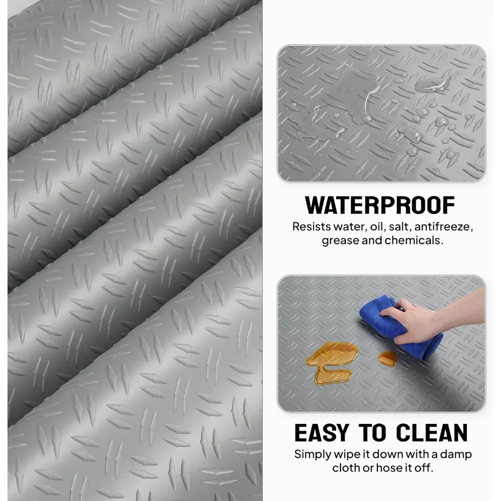 حصيرة أرضية جراج PVC سميكة من الألماس، 7.5 × 17 قدم، مثالية لمساحات السيارات والوقوف السيارات #3