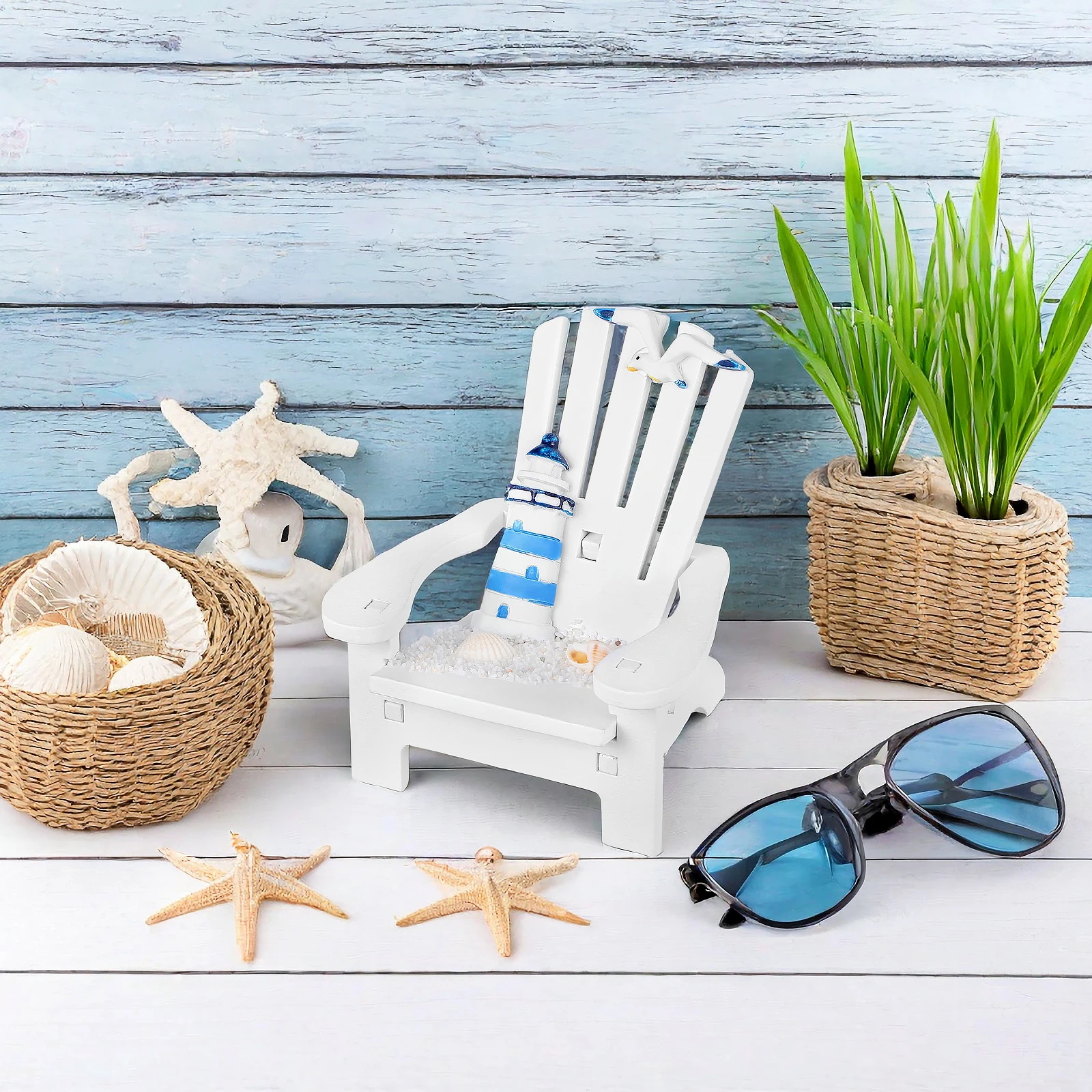 

Lighthouse Beach Chair Pine Wood Mediterranean Style Photo Background Beach naments Sunshine Chair Portable Lighting