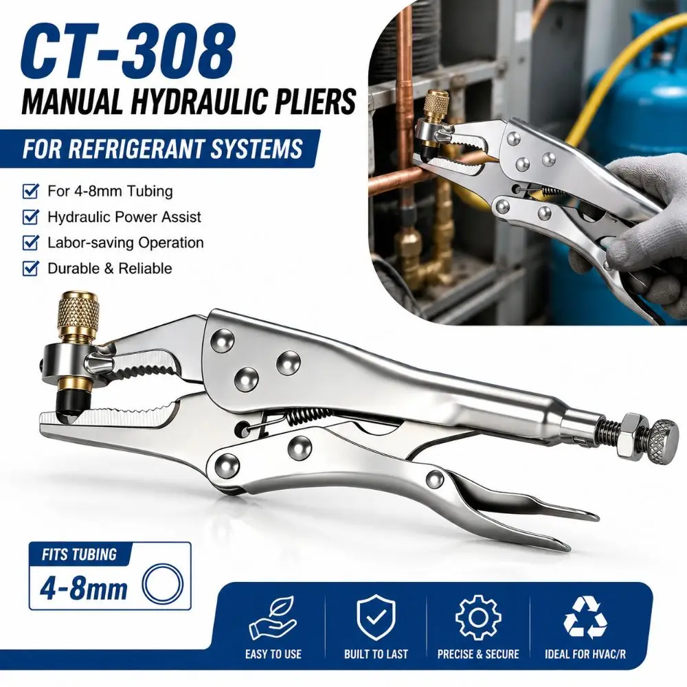 4-8mm Refrigeration Hydraulic Pliers Alloy Steel CT-308 Manual Hydraulic Pliers Adjustable Durable Air Conditioner Pipe Wrenches