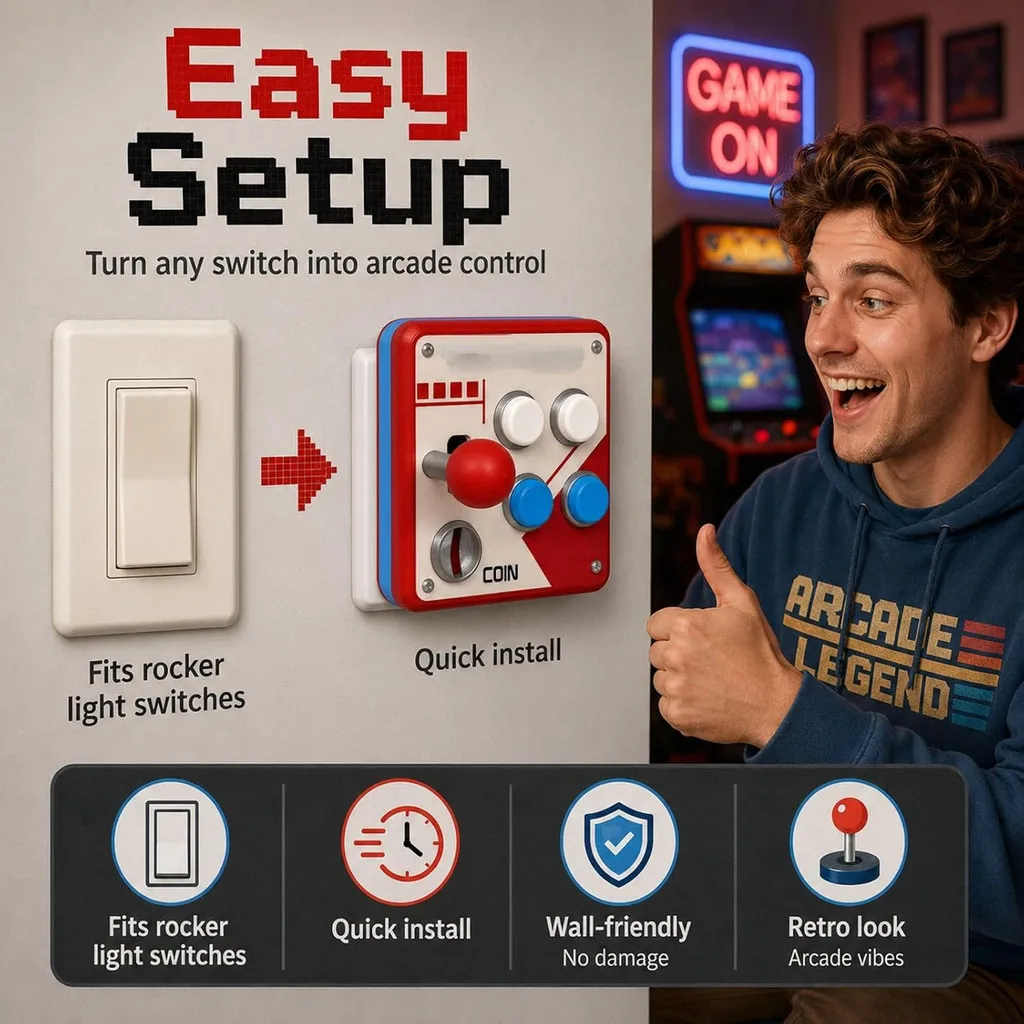 Novelty Retro Arcade Joystick Light Switch Cover 3d Printed Punch Free Wall Decor Unique Housewarming Birthday Gift
