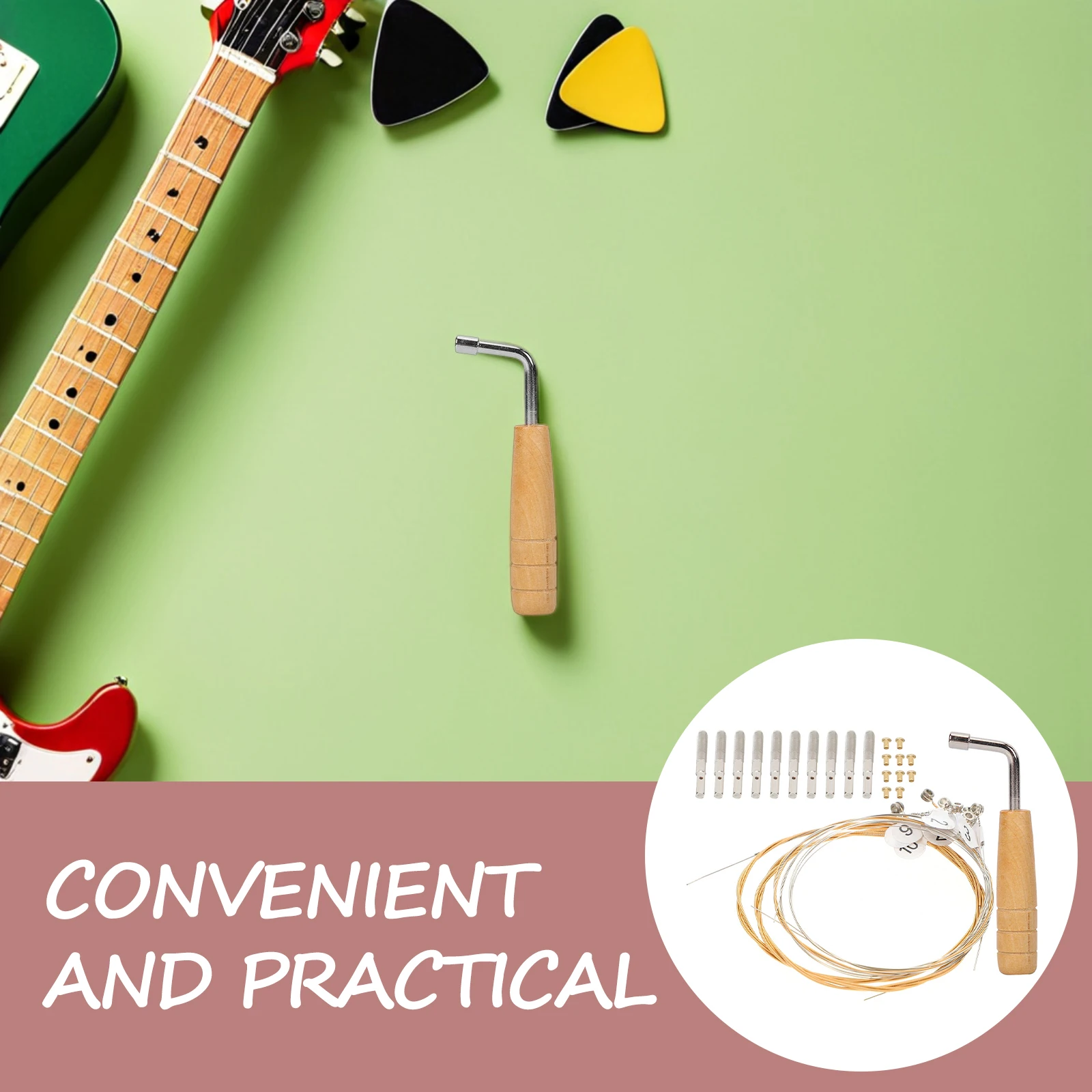 21-teiliges Leier-Saiten-Set, Metall-Stimmschlüssel, Ersatznägel für Harfeninstrumenten-Zubehör
