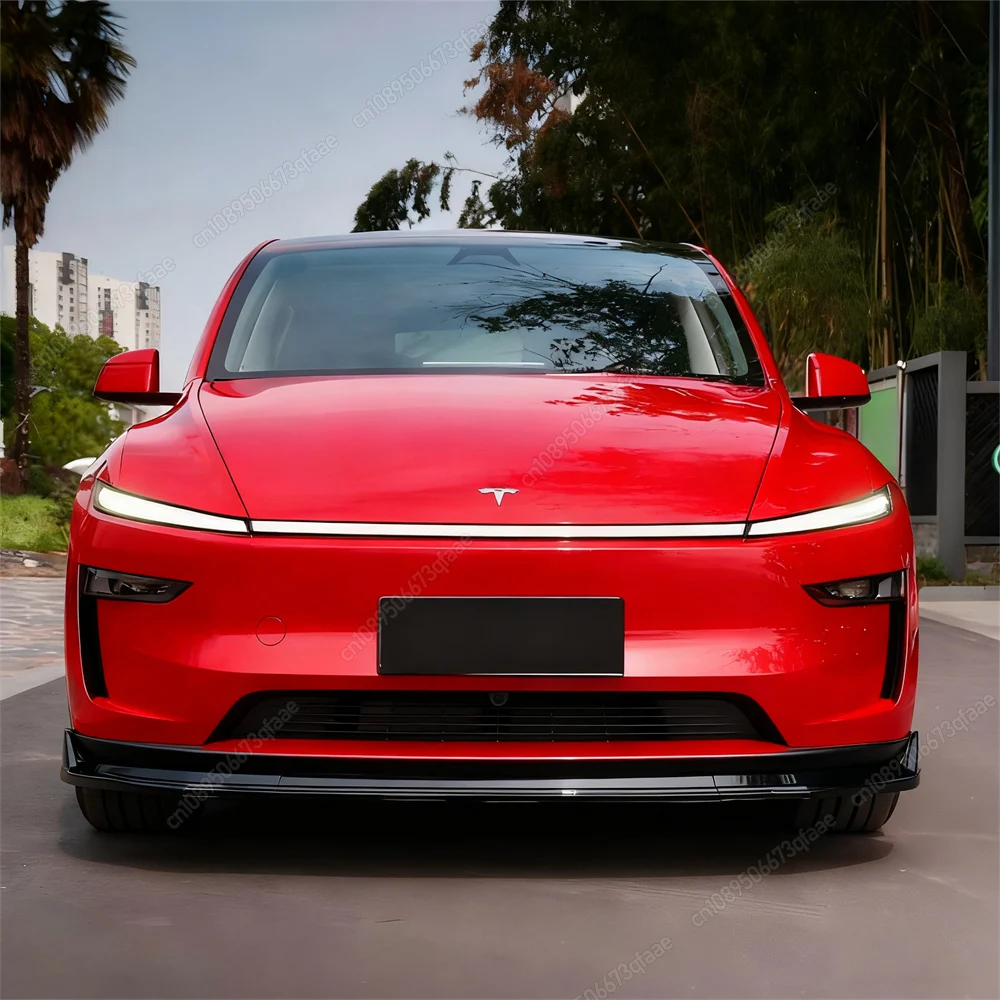 For Tesla Model Y Juniper 2025+ ABS Gloss Black Car Front Bumper Lip Diffuser Splitter Spoiler Front Shovel Bodykits Tuning