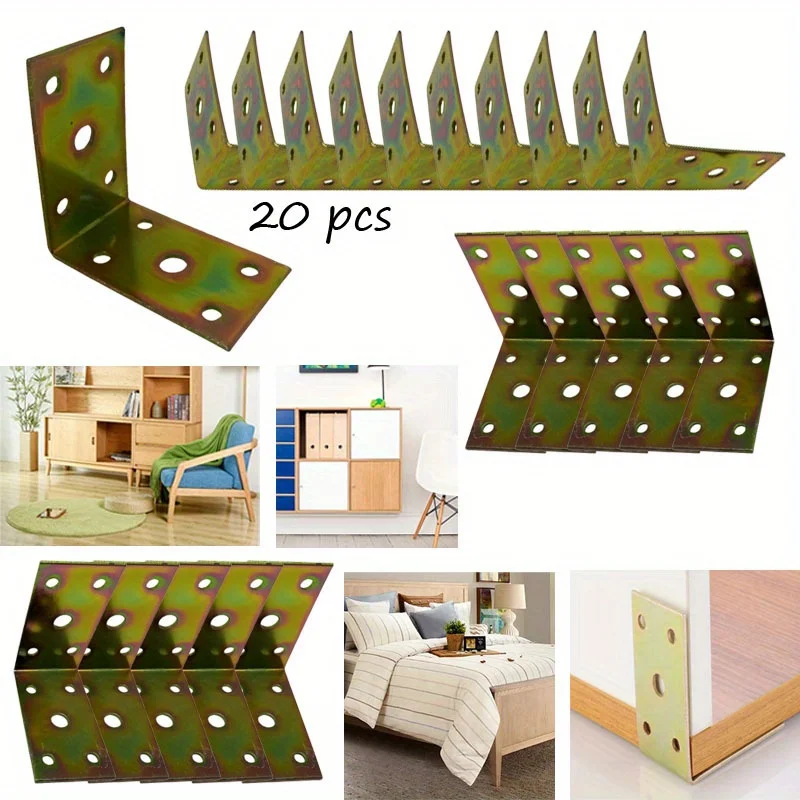 

20pcs L Type Corner Wood Board Tables And Chairs Cabinets Wardrobe Fixed Connector 90 Right Angle Shelf Support
