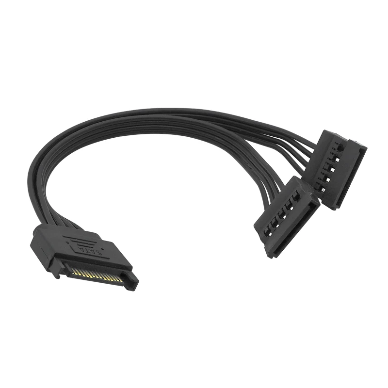 Kabel Ekstensi Daya Jantan Ke Betina 15Pin SATA 30CM Kabel Catu Daya HDD SSD Kabel Catu Daya SATA untuk PC 22CM 1 Hingga 2