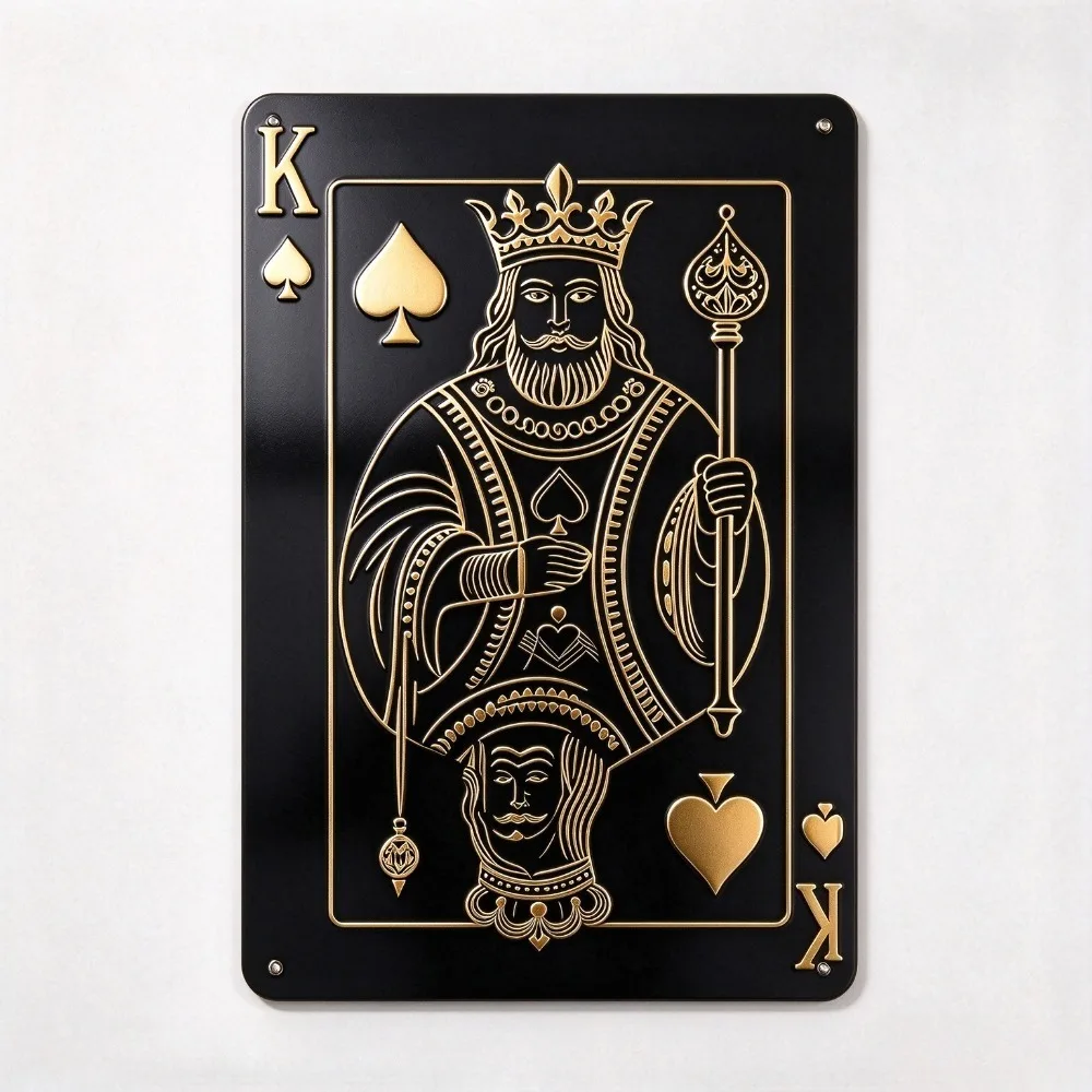 CIFBUY Bohemian Aluminum Wall Art Waterproof Wear Resistant Poker Spade Q K A Pattern For Living Room Office Game Room Home Deco