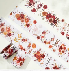 WT Studio Vintage Spring Floral Blue Rose Washi PET Tape Planner DIY Card Making Scrapbooking Plan Decorative Sticker