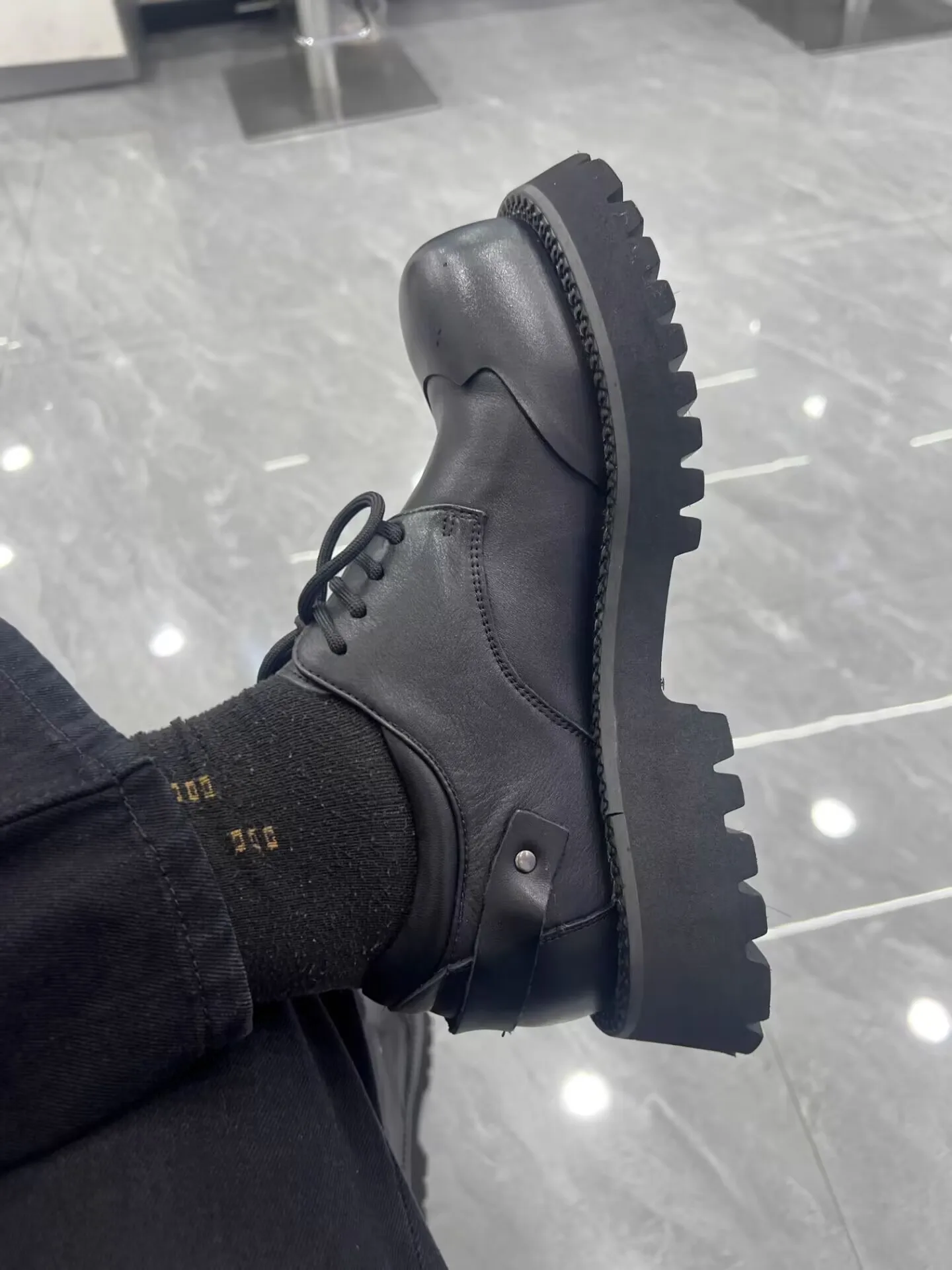 Dress British Style Upturned Head  Men's Platform Business Leather Inner Height Increase Big Head Commuter Casual Derby Shoes