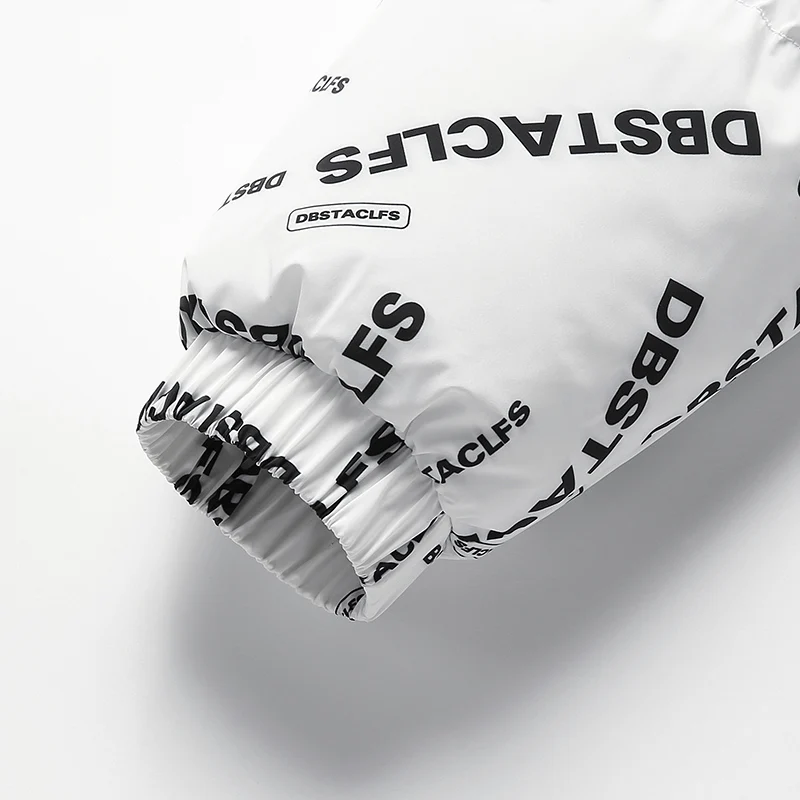 سترة رجالية من القطن المرقعة بطباعة حروف للخريف والشتاء، بطانة سميكة + تصميم ياقة واقفة، متعددة الألوان عصرية ولافتة للنظر، مناسبة للارتداء اليومي أو الخروج