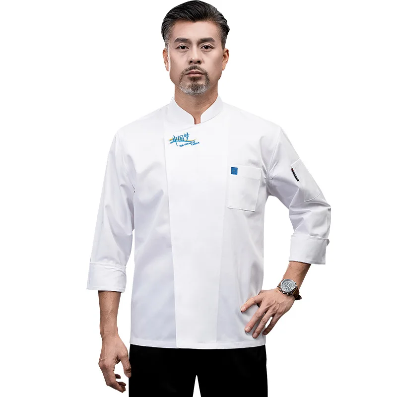 Mono de Chef de estilo chino de alta gama para hombre, de manga larga, para otoño e invierno, trasero de Hotel, cocina, comedor, olla caliente, restaurante, hornear Ch