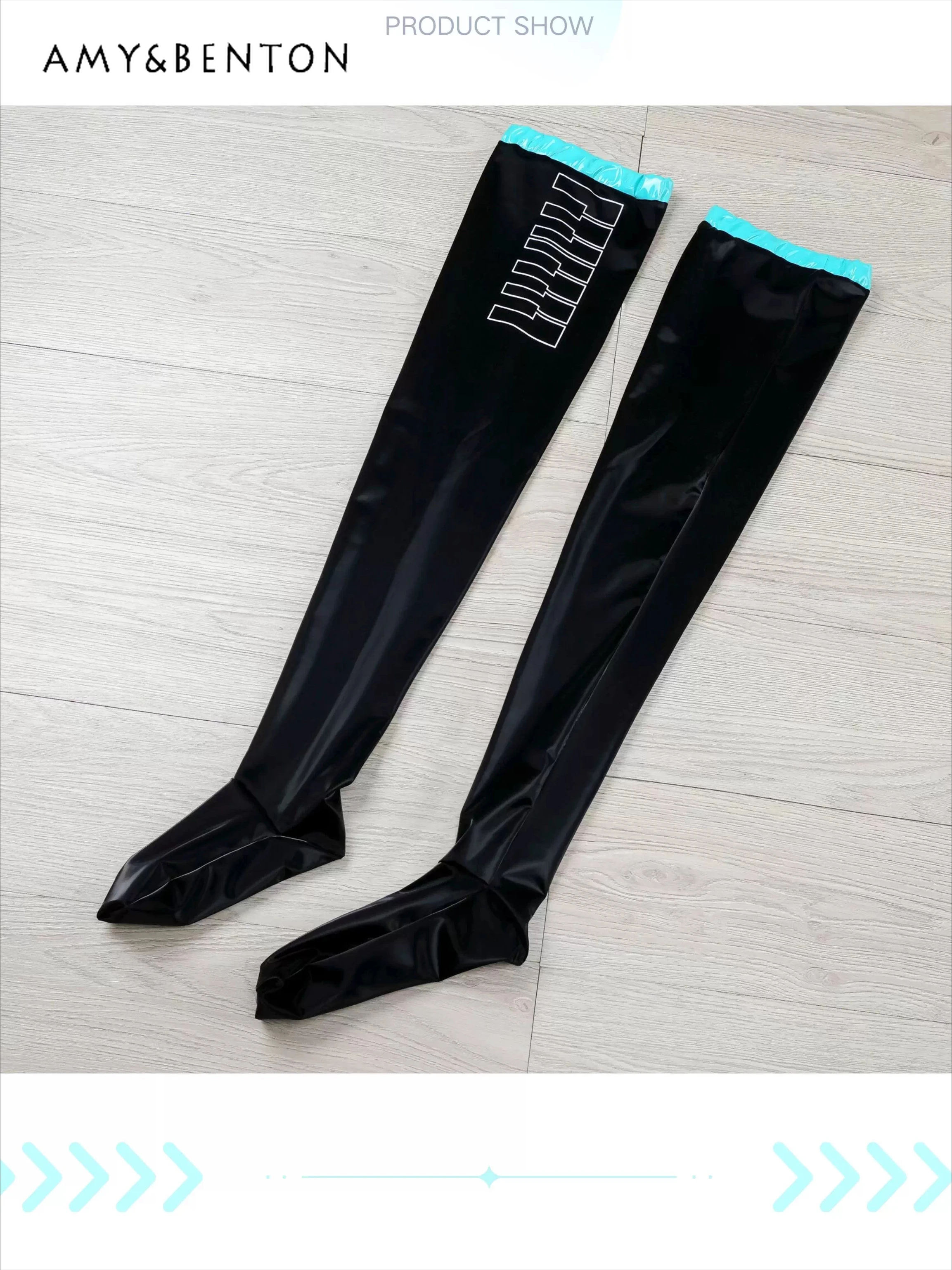 Two-dimensional Animation Printed Cosplay Leather Socks Japanese Subculture Knee High Socks Subculture Goth Thigh High Socks