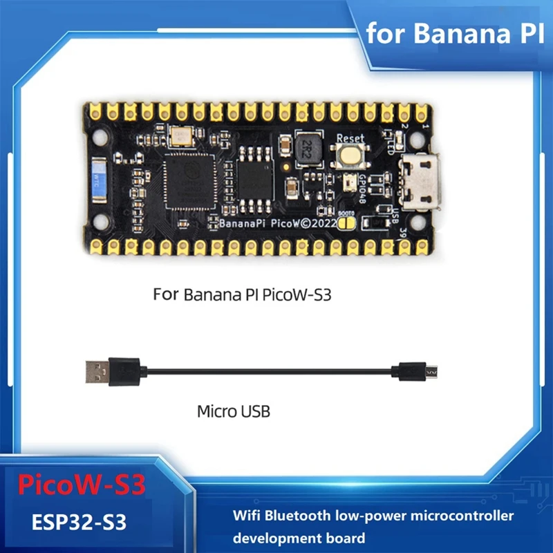 For Banana Pi BPI Pico W-S3 Development Board+Micro-USB Cable Kit ESP32-S3 Dual Core 240Mhz PSRAM FLASH WIFI Bluetooth